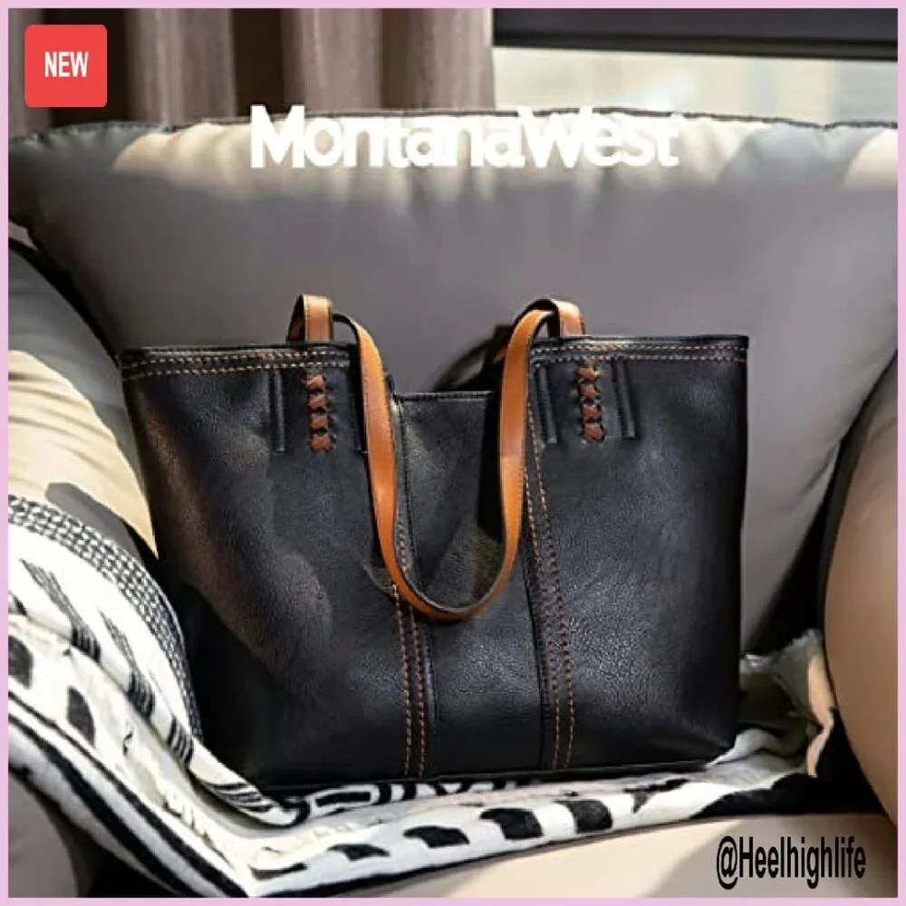 Vegan Leather Tote Bag with Top Zipper & Braided Detail